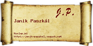 Janik Paszkál névjegykártya
